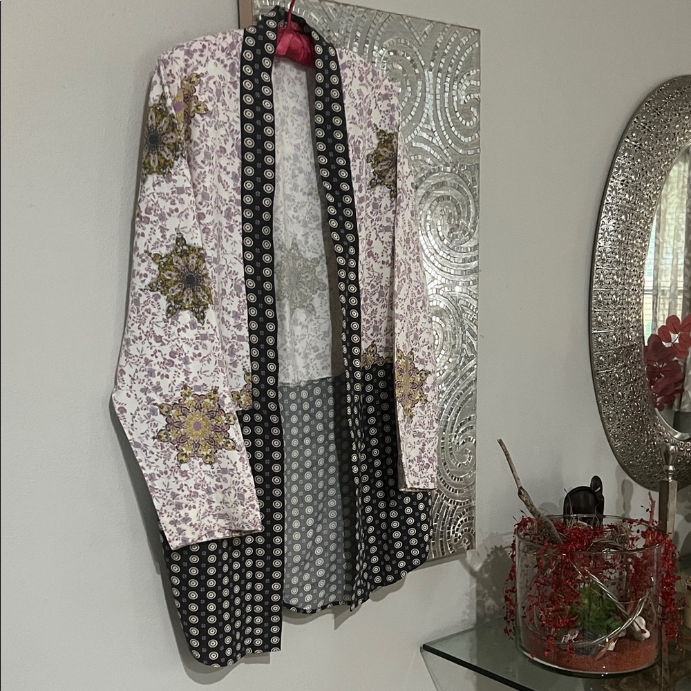 Free People Grey and White Patterned Jacket